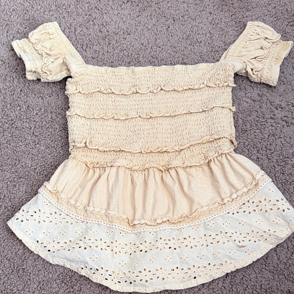 Free People Cream Ruffle Blouse